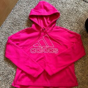 Cropped Adidas Hot Pink Logo Hoodie